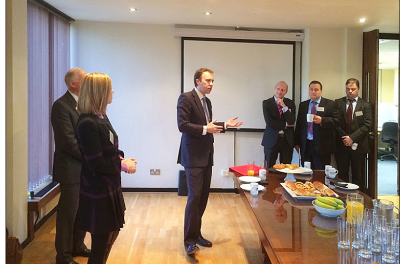 Matt Hancock talking to local business leaders