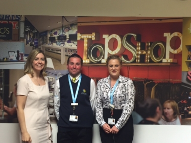 Andrea with Peter and Steph at White Rose. Peter is a jobs fair success story